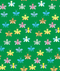 Vector, seamless abstract background with butterflies green