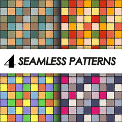 set of seamless patterns with squares