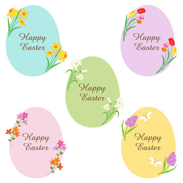 happy easter eggs with flowers