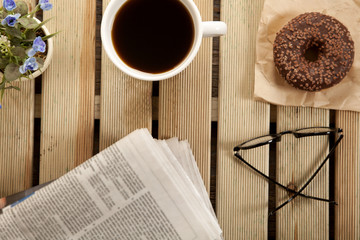 newspaper  and coffee
