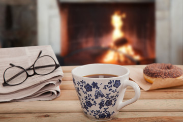 newspaper  and coffee