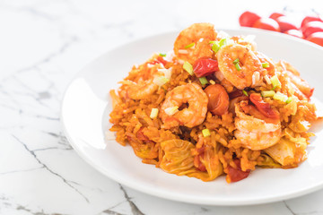 fried rice with korea spicy sauce and shrimps