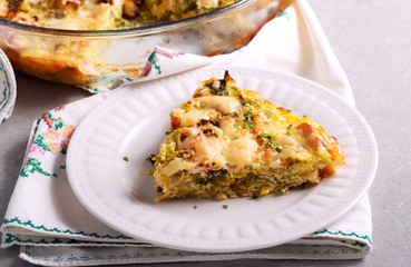 Cabbage and chicken gratin