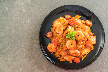 fried rice with korea spicy sauce and shrimps