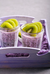 Chia seed yogurt snack with kiwi topping