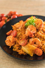 fried rice with korea spicy sauce and shrimps