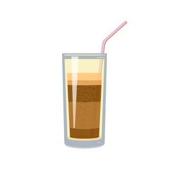 A glass with cappuccino or latte. Abstract concept. Vector illustration.
