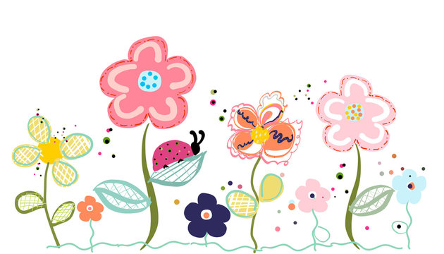Abstract decorative spring flowers 
