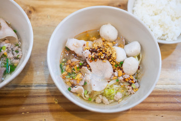 Asian style noodle with pork and vegetables