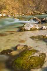 Mountain creek photographed with a long exposure time