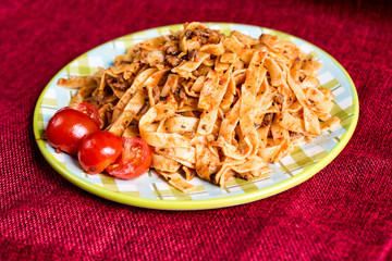 tasty pasta-Italian meat sauce pasta on the table