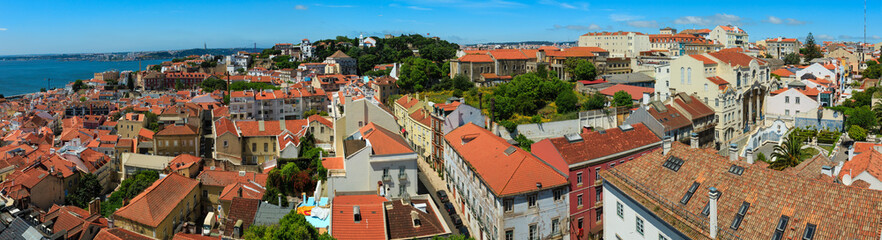 Fototapeta na wymiar Lisbon city summer panorama, Portugal.