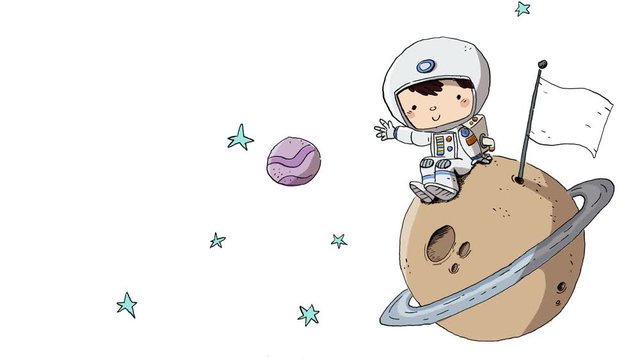 Niño en el espacio. Astronauta