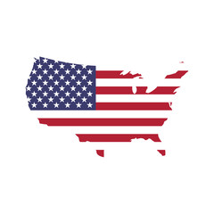 USA flag in a shape of US map silhouette. United States of America symbol. EPS10 vector illustration.