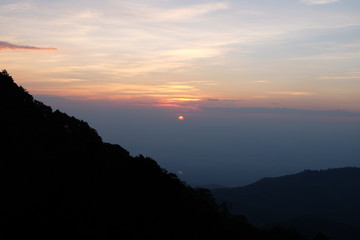 Orange sunrise and beautiful nature from the view point