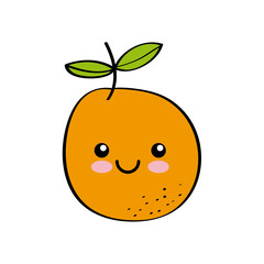 kawaii orange fruit icon over white background. colorful design. vector illustration