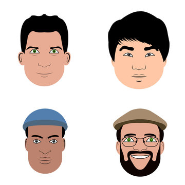 Set of different portaits of people, Vector illustration