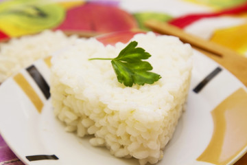 Rice dish in the shape of a heart