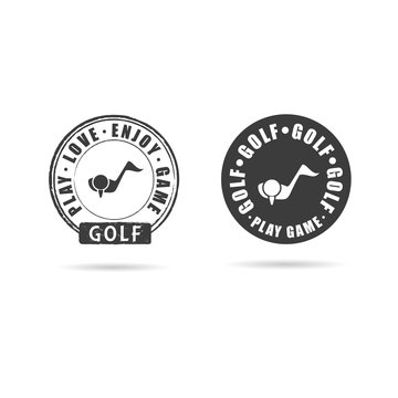 golf icon with grunge rubber set illustration