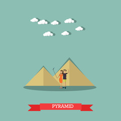Trip to Egypt, pyramids concept vector flat style design illustration