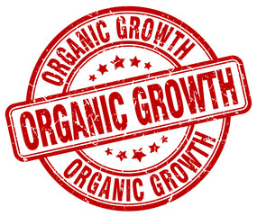 organic growth red grunge stamp