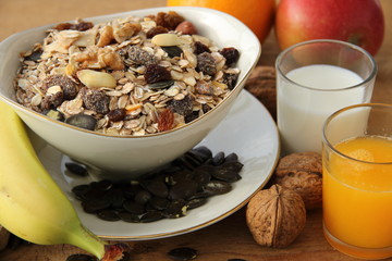 Milch und Orangensaft