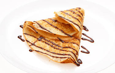 Serving pancakes on the plate.
