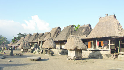 Bena a traditional village with grass huts of the Ngada people in Flores near Bajawa, Indonesia.