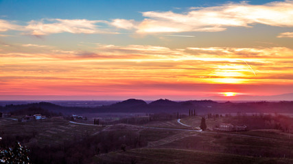 Sunset in the vineyards of Rosazzo