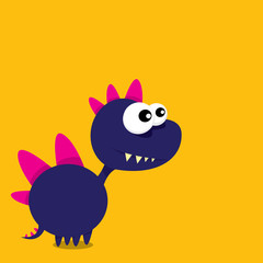 Vector cartoon funny dragon. Cartoon Dinosaur.