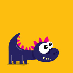 Vector cartoon funny dragon. Cartoon Dinosaur.