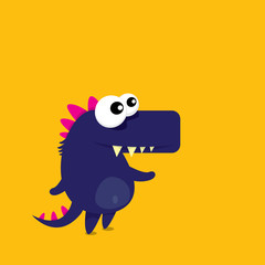 Vector cartoon funny dragon. Cartoon Dinosaur.