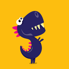 Vector cartoon funny dragon. Cartoon Dinosaur.
