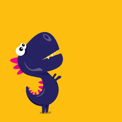 Vector cartoon funny dragon. Cartoon Dinosaur.