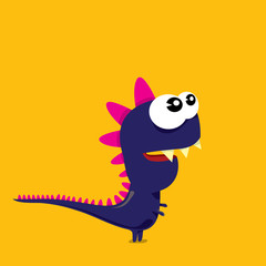Vector cartoon funny dragon. Cartoon Dinosaur.
