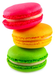 Fresh macaroons isolated in close up