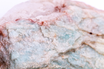 Macro mineral stone Amazonite on white background