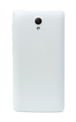 Back side of white smartphone