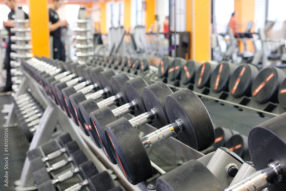 Wall mural Weights in a fitness hall