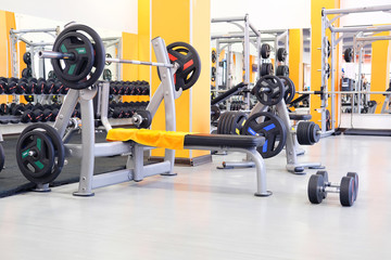 Weights in a fitness hall