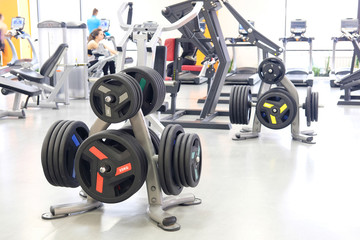 Weights in a fitness hall