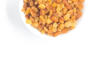 Raisins. Dried Grapes into a bowl