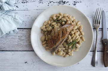 Duck with beans