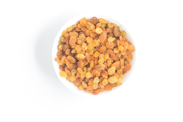 Raisins. Dried Grapes into a bowl