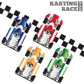 Karting race. View from above. Vector illustration. 