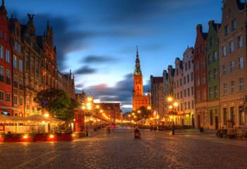 Gdańsk stare miasto o zmierzchu
