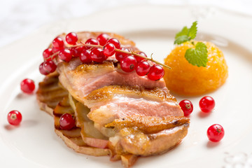 Duck Breast with Orange Sauce and Red Currants