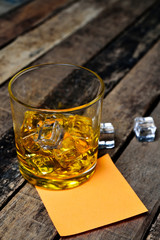 Scotch on wooden background