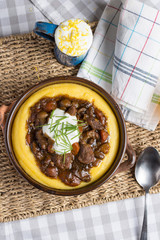 Beef Stew with Mushrooms, Carrots and Corn Polenta