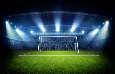 Obraz premium Stadium and goal post, 3d rendering